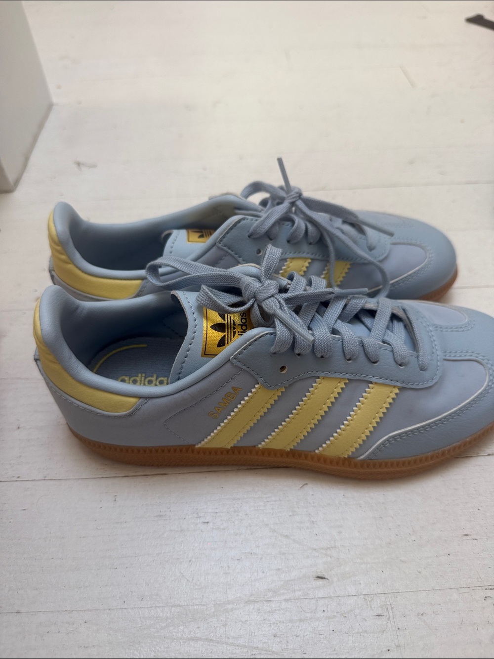 adidas Kids Samba Sneakers in Light Blue and Yellow